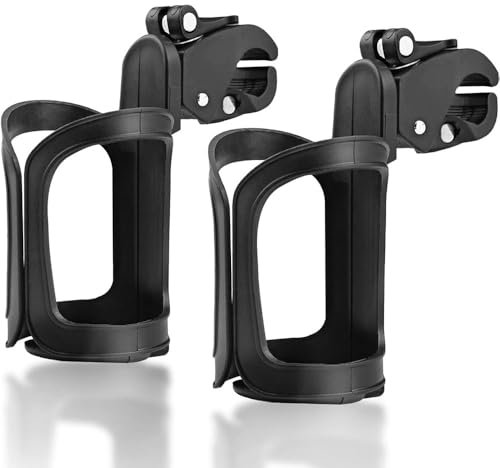 katmerio Getränkehalter für Kinderwagen, 360 Grad Rotation Nuckelflaschen Kaffeehalter, Flaschenhalter Fahrrad, Fahrrad Flaschenhalter für Fahrräder, Mountainbikes, Kinderwagen und Rollstuh