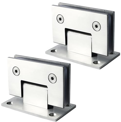 SAYAYO Cerniere per Porte in Vetro, 90 Gradi Supporto Vetro Morsetto, 2 Pezzi Cardini per Porte in Acciaio Inox Spessore 4 mm, Porta Doccia Morsetti Argento, per Spessore 8-12 mm