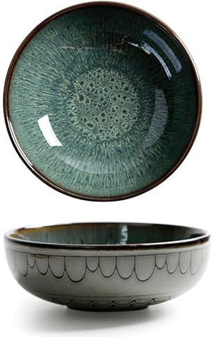 Ausune Large Ceramic Salad Bowl, Serving for Soup, Salad, Cereal, Porcelain Bowl for Kitchen, Round with Versatile Design for Home, Restaurants (700 ml)