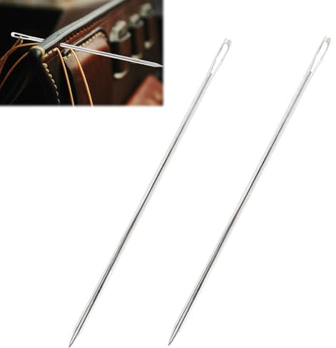 keyxer - 2 Stück Extra lange Webnadeln mit großem Öhr für Möbel - 6 Zoll (15 cm) Straight Hand Nähnadeln ausrostfreiem Stahl, einfach einzufädeln für Leder, Tapete und dicke Stoffe