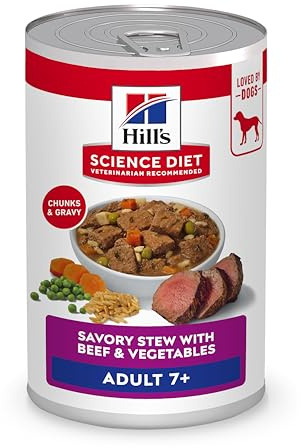 Hill's Science Diet Adult 7+ Wet Dog Food, Beef & Vegetables, 12.8 oz. Cans, 12-Pack
