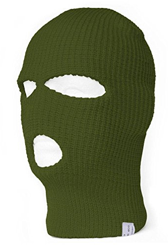 TOP HEADWEAR 3-Hole Ski Face Mask Balaclava, Olive