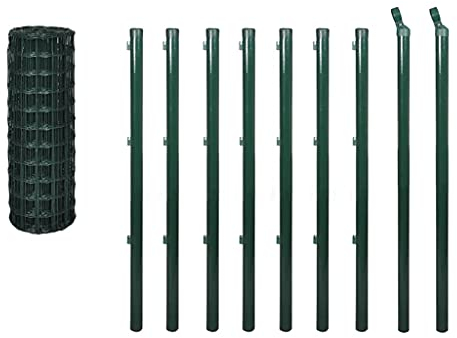 vidaXL Eurozaun-Set Maschendrahtzaun Gartenzaun Drahtzaun 10 x 1 m Stahl Grün