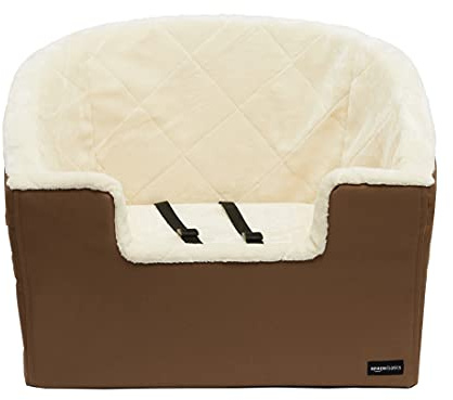 Amazon Basics Erhöhter Auto-Schalensitz für Haustiere, Groß, hellbraun, 45,7 x 55,8 x 40,6 cm