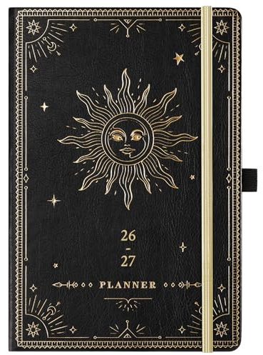 Planner 2026-2027 - Academic Planner 2026-2027, July 2026 - June 2027, 5.75 x 8.25, 2026-27 Weekly and Monthly Planner, Faux Leather planner 26-27 with Back Pocket & 40 Notes Pages - The Sun