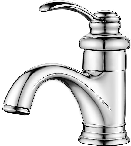 AIMOYO Wasserhahn Bad Chrom Waschtischarmatur, Retro Mischbatterie Waschbecken Armatur mit Niedriger Auslauf, Einhebel Badarmatur Mischbatterie aus Messing für Badezimmer, G3/8 Chrom