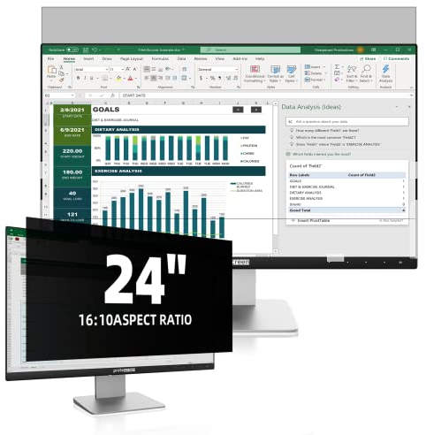 Computer Monitor Sichtschutz 24 Zoll Seitenverhältnis 16:10, Anti Blaulicht Blendschutz Displayschutz, Abnehmbarer Blickschutzfolie Sichtschutzfilter Kompatibel mit Lenovo/HP/Dell/Acer/Samsung/Asus
