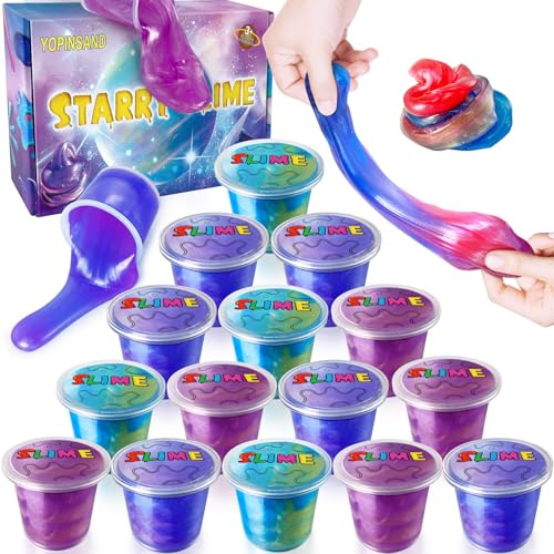 15 Pack Galaxy Slime Kit, Stretchy Slime Party Favors for Kids, Non-Sticky | Slime Toy for Boys Girls 5-12