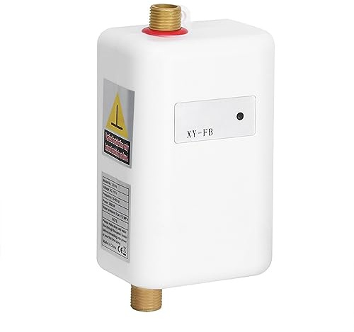 Wakects Mini Tankless Hot Water Heater, 3000W Dual Use Stainless Steel Electric Water Heater LED Indicator Adjustable Water Temperature for Kitchen Toilet 7.9x4.1x2.6in White (UK Plug)