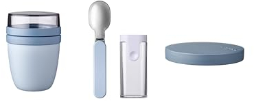 Mepal - Lunchpot Switch Set inkl. Faltbarer Löffel Ellipse - mach aus deinem Lunchpot einen Snackpot - Praktischer Müslibecher - Geeignet für Tiefkühler, Mikrowelle & Spülmachine - Nordic Blue