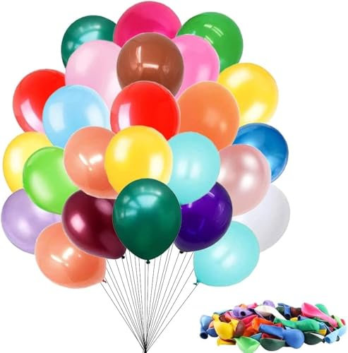ADRI Lot de 100 ballons anniversaire de couleurs en latex assorties 24 cm biodégradables fabriqués en Espagne, pour fêtes, mariages, réunions, anniversaires, baptêmes, photocall, décoration