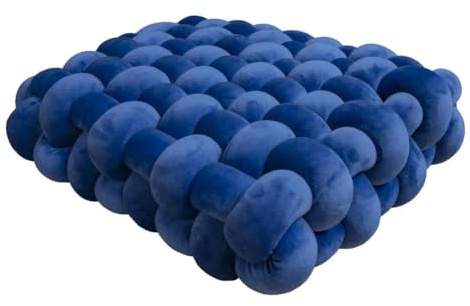 1 coussin carré noué oreiller esthétique nordique chaise de bureau coussin décoratif en peluche dormant nœud fait main coussin bleu 30 x 33 x 12 cm