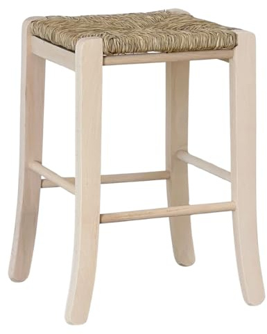 OKAFFAREFATTO MADDALONI Sgabello basso h 47 cm in legno da dipingere quadrato gambe a sciabola