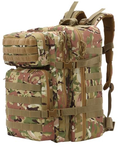 BWBIKE 40L Sacs à dos Tactiques Militaires Sac à dos de Randonnée en Plein Air Sac à dos de Camouflage Imperméable Durable Molle Army 3 Jours Sac à dos de Trekking Spacieux,Camouflage