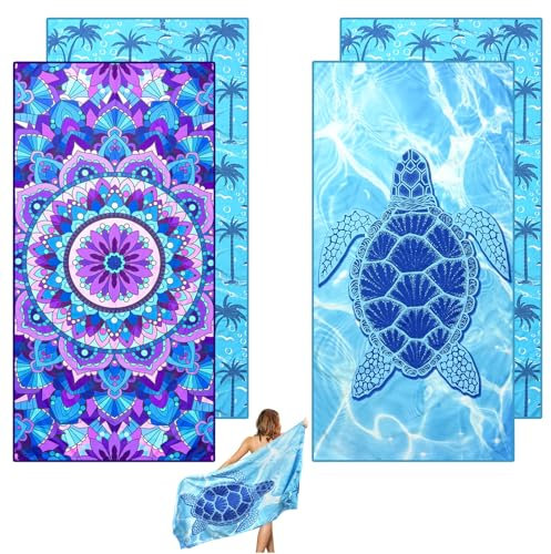 Audasi 2 Stück Strandtuch Mikrofaser Handtuch, 180 * 90cm Mikrofaserhandtuch Strandtuch XXL Dock and Bay Strandtuchs für Erwachsene Quick Dry Personalisiertes fur Mann Damen