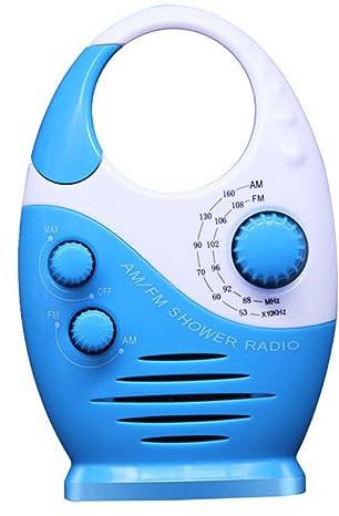 DIYEAH Radio De Ducha Portátil Am/FM Compacto, para Uso Baño, Diseño Mini Fácil De Colocar, Control De Volumen, Altavoz Integrado, Color Azul, 1 Unidad