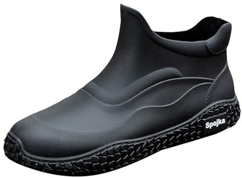 Water Shoes - Botas de agua de PVC para hombre, para comedor, lavado de coche, parte superior baja, deslizamiento, trabajo, cocina, viajes y senderismo (2), Black, 38 2/3 EU