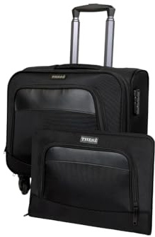 Thesè Trolley Borsa da Lavoro Laptop 43 x 25 x 37 cm 4 Ruote 360°, Porta PC/Tablet Imbottito, Organizer Business, Lucchetto TSA, Scomparto Indumenti + Cartella Portadocumenti 36 × 3 × 27 cm
