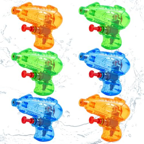 6 Pack Set Mini Pistolet à Eau Transparent, Pistolets d’Eau Jouet pour Enfants, Couleur Pistolets à Eau Transparents, Jet d'eau pour Petits et Grands, Jouet Aquatique pour Plage et Piscine Enfant-A