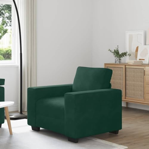 mzdioop mörkgrön sammetfåtölj, 100 x 77 x 82 cm, bekväm relaxsoffa för vardagsrum och sovrum, robust enkelfåtölj med träram, max. 110 kg lastkapacitet