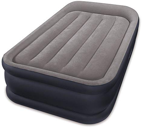 Intex Dura-Beam Standard Series Deluxe Pillow Rest Raised Airbed w/ Soft Flocked Top for Comfort, Built-in Pillow & Electric Pump, Bed Height 16.5, Twin