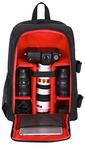 DianshaoA Sacs À Dos Pour Appareils Photo En Nylon Pour Ordinateur Portable 15.6, Avec Housse Imperméable Rouge 31 * 18 * 44cm