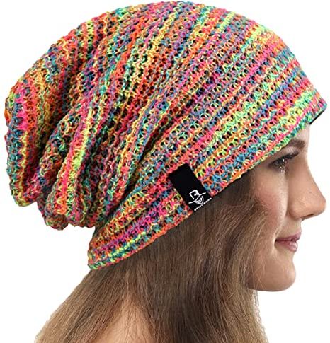 VECRY Damen Lässige Mütze Stricken Baskenmütze Gerippte Schädelkappe Winter Sommer Hüte (Colorful Rosa)