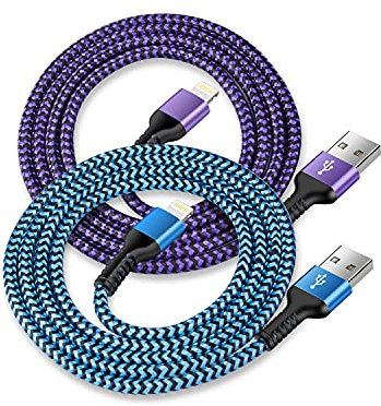 USB to Lightning Cable, 2Pack/10Ft Braided iPhone Charger Cords, Apple Certified Fast Charging Power Wire for iPhone 14 13 Pro Max 12 11 Mini SE 10 XR XS X 8 Plus 7 6 6s, Lightening Cords Quick Charge