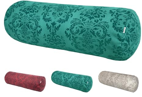 beties Epoche Nackenrollenbezug ca. 25x70 cm Kissenbezug mit 3D Ornament auf Baumwolle Halbpanama-Bindung aus deutschem Unternehmen in hochwertiger Qualität (Petrol-grün)