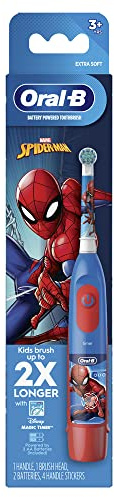 Oral-B Kid's Battery Toothbrush Featuring Marvel's Spiderman, Soft Bristles, Replaceable Brush Head, for Kids 3+