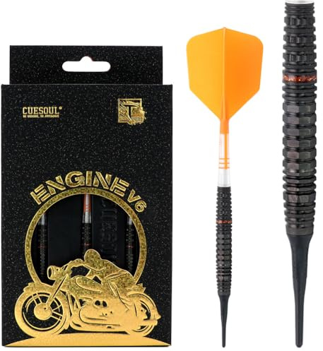 CUESOUL Engine V6 20g Soft Tip 90% Tungsten Dart Set with Oil Paint Finished and Unifying ROST T19 Carbon Flight