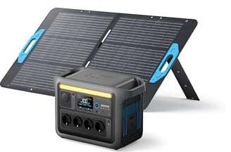Anker SOLIX C1000 Set Tragbare Powerstation mit 100W Solarpanel, LiFePO4 Akku, 1800W Solargenerator, 4*230V Steckdosen mit max. 2400W Leistung, LFP Powerstation für Outdoor, Camping und Stromreserve
