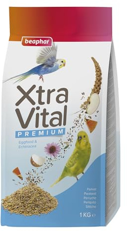 Beaphar Xtravital Periquitos - Alimentación Premium - Contiene Frutas, Semillas y Cereales - Fortalece su Sistema inmunológico - Proporciona un Plumaje denso y Mantiene en Buena Salud - 1kg