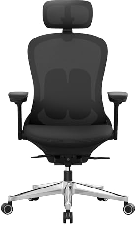 SONGMICS Bürostuhl, Schreibtischstuhl, ergonomisch, verstellbar, neigbare Rückenlehne, nach vorne oder hinten Verstellbarer Sitz, bis 150 kg belastbar, tintenschwarz OBN065B01