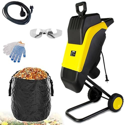 Trituradora Eléctrica de Jardín 2500W, Desmenuzadora de Hojas y Ramas con Bolsa de Recogida de 50L, Diámetro Máximo de 35mm, Astilladora de Madera para Jardín de 4500 RPM para Limpieza de Jardín