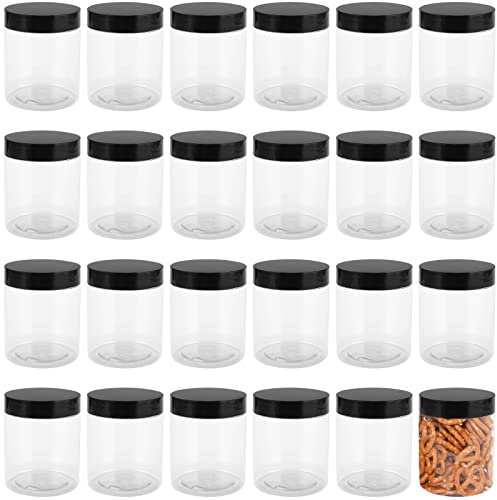NAMYEUT Juego de 24 Botes de Almacenaje de Plástico de 250 ml con Tapa, Tarros de Plástico con Tapa, Contenedores de Almacenamiento, para Cocina, Hogar, Alimentos, Especias