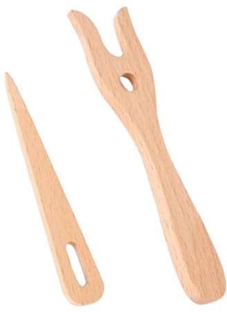 OAOSDH 2 Pezzi di Strumenti A Maglia in Legno, Accessori per Maglieria, Strumenti A Maglia Durevoli, Forchette per Maglieria A Mano.