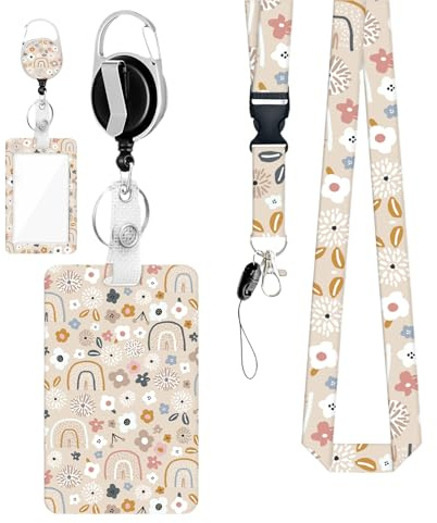 Raypontia 1Pieza Lanyard Tarjeta Extensible, 3,4x10,6Cm Porta Credenciales Cuello Porta Tarjetas Identificativas Llavero Extensible Retráctil, Lanyard Con Tarjetero Retráctil, Fácil De Llevar Style A