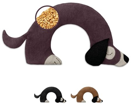 LESCHI Wheat Bag Microwavable, 100% Organic Cotton and Organic Wheat - Dog Purple - Microwave Pillow, Unscented - Snug Grain Pillow Ideal for Tension in Back, Neck, Shoulders - Dachshund, Sausage Dog
