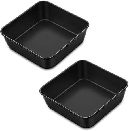 XHNKEG 2 moldes cuadrados para hornear 22 x 22,5 x 5 cm, rectangulares, con revestimiento antiadherente, para hornear brownie, de acero inoxidable, para lasaña y pasteles
