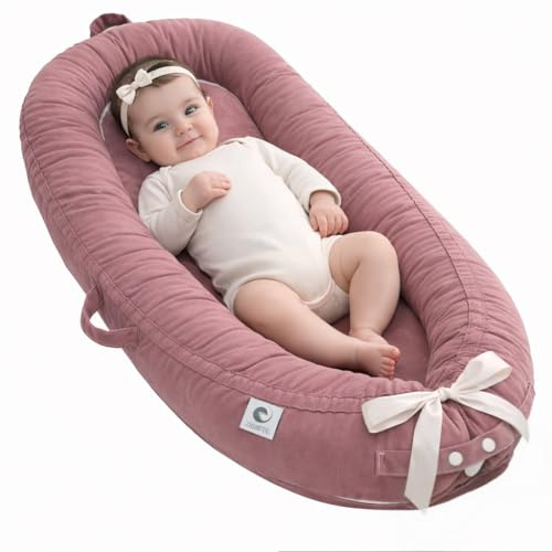 Jinrobabes Baby Nest Pod for Newborn, 100% Cotton Baby Sleep Pod, Soft Breathable Baby Lounger for Napping, Travel & Rest, Newborn Essentials for 0-12 Months
