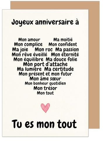 Edition Seidel carte d’anniversaire premium avec enveloppe. Carte de vœux carte double avec message Joyeux anniversaire pour homme femme amis appréciation mon amour cœur rose (G4165 SW026)