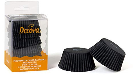 DECORA, 0339642 Moldes para Muffins Negro, Moldes Muy Prácticos para Hornear, Presentar y Regalar Muffins, Resistentes hasta 220°C, En un Práctico Blister