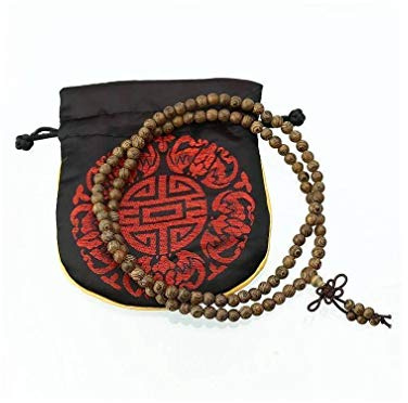 Lachineuse Bracciale Mala Buddista – 108 Perle in Palissandro – con Pochette in Raso in Omaggio
