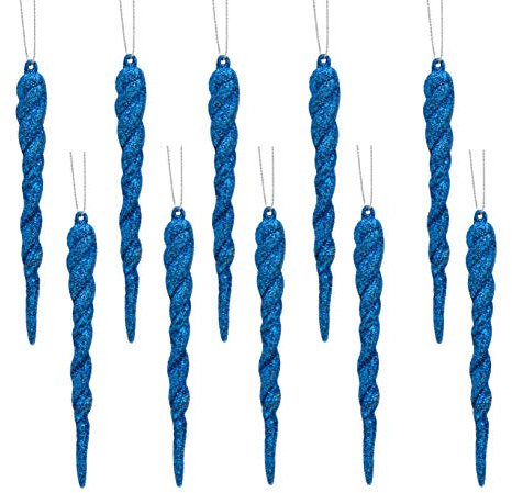 Christmas Concepts® Decoraciones de carámbano de Brillo de 12cm (4.8) - Adornos de Lujo para árboles de Navidad (Azul Real, Paquete de 10)