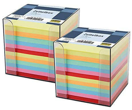 Idena 311068 - Zettelbox, 9 x 9 x 10 cm, 700 Blatt (2x Zettelbox, farbig sortiert)