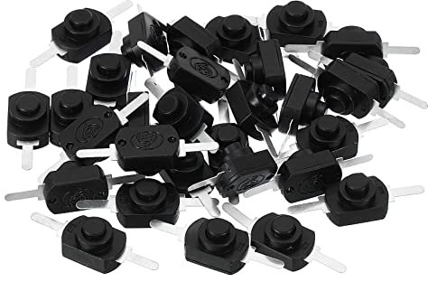 PATIKIL Enganche Pulsador Botón Interruptor, 30uds Recto Pies ON/OFF Autobloqueo DC 30V 1A Micro Control Interruptor para Linterna Luz Lámpara Pared Toma Bricolaje, Negro
