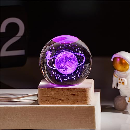 Zoomarlous Lámpara de bola de cristal de galaxia de la Vía Láctea 3D, luz nocturna de bola de cristal de 6 cm con base de madera, adorno decorativo para el hogar (Passeggiata Sotto Le Stelle)