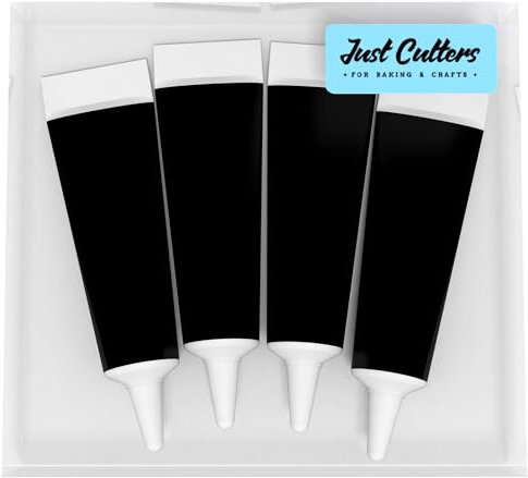 JUST CUTTERS Pack of 4 x 19g Writing Icing Tubes | Ready To Use | Instant Icing Pens for Writing, Drawing & Personalising Cakes, Biscuits & Baking (Black)