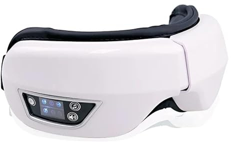 Eye Massager With Heat Smart Airbag Vibration Eye Care Compress Bluetooth Eye Massage Relax Migraines Relief Improve Sleep (White)